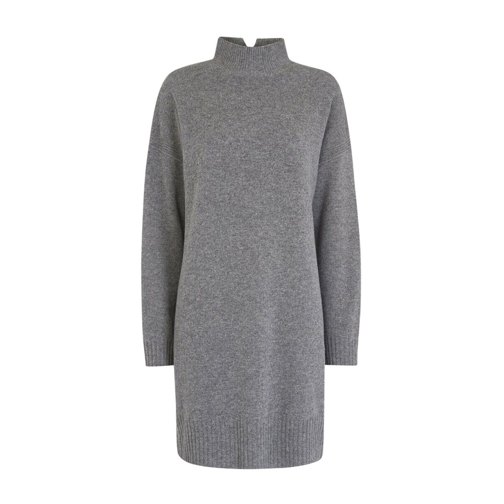 WHISTLES Women's Funnel Neck Knit Soft Cozy Grey Sweater Dress XL‎ NWT